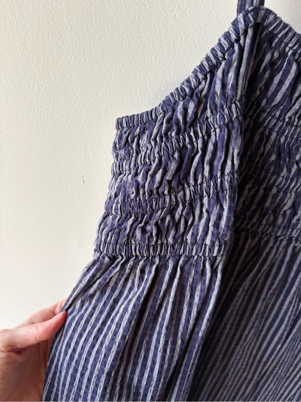 A New Day Striped Smocked Cami Maxi Dress Navy Blue White Spaghetti Strap - Picture 3 of 6